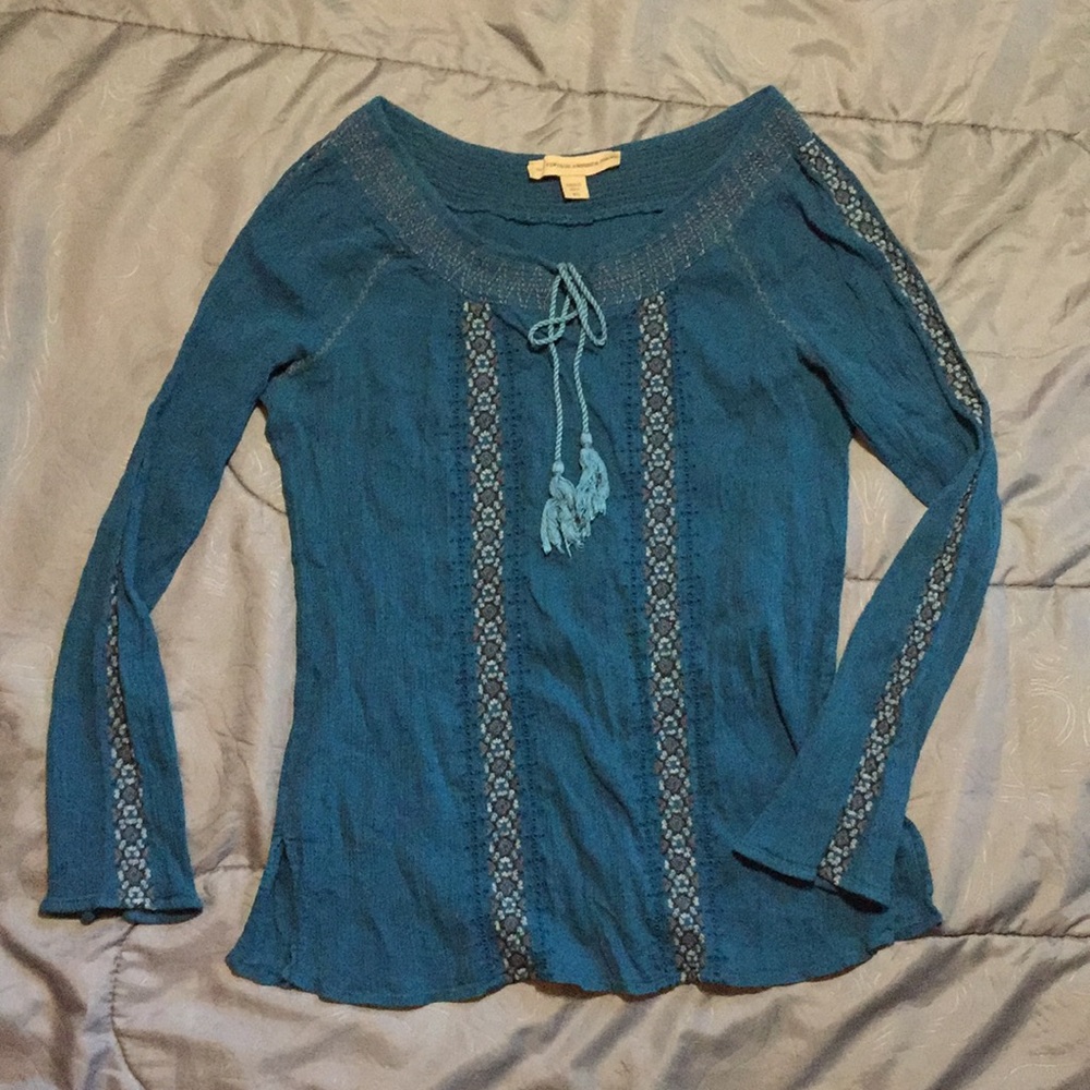 Indigo Blue Long Sleeve Boho Blouse
